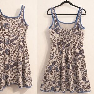 Rachel Zoe Sleeveless Floral Mini Dress in Cream and Blue